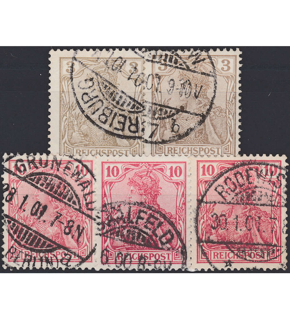 Deutsches Reich Nr. 54 a + b und Nr. 56 a + b + c gestempelt