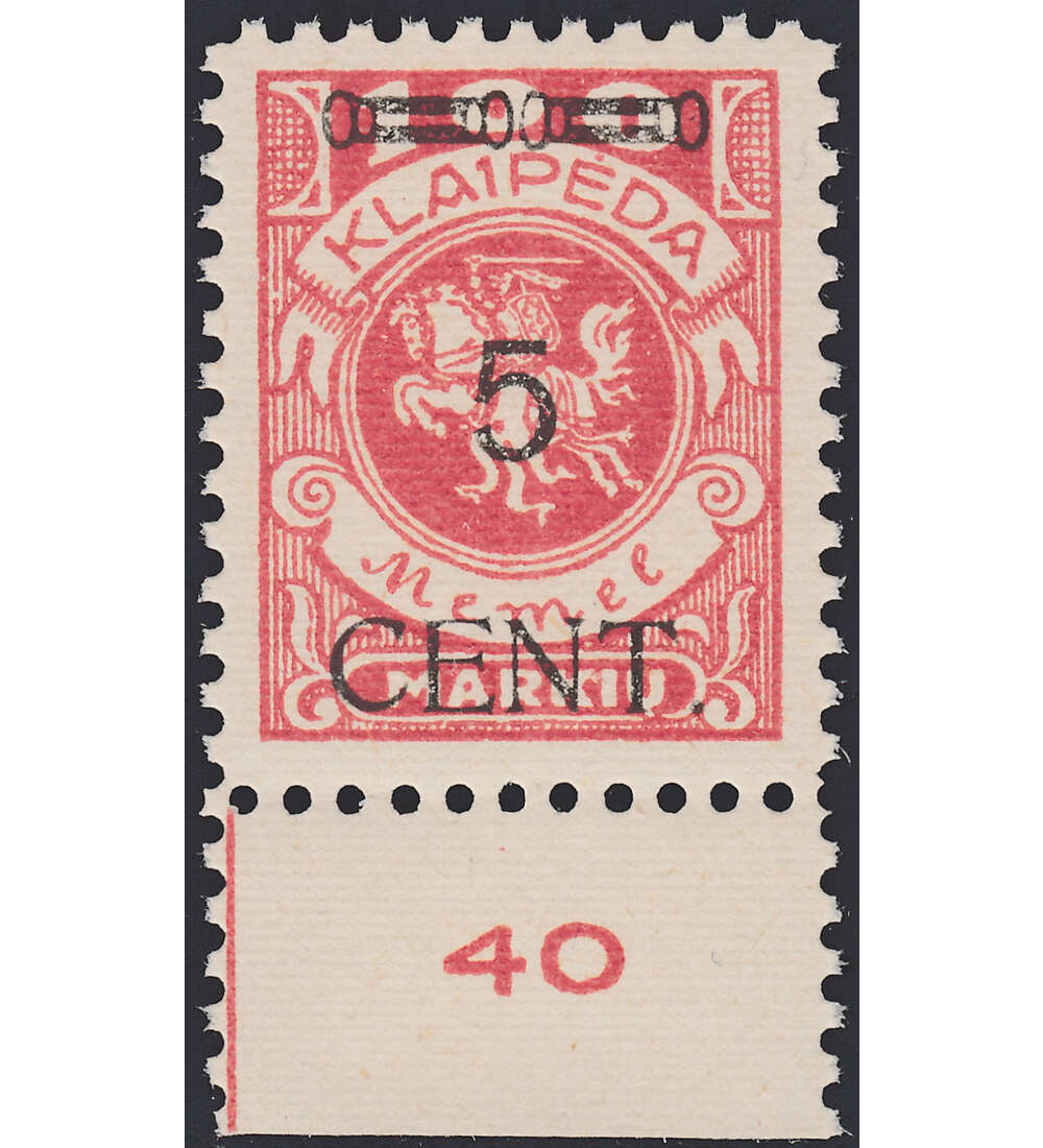 Memel Nr. 180 V postfrischer Plattenfehler