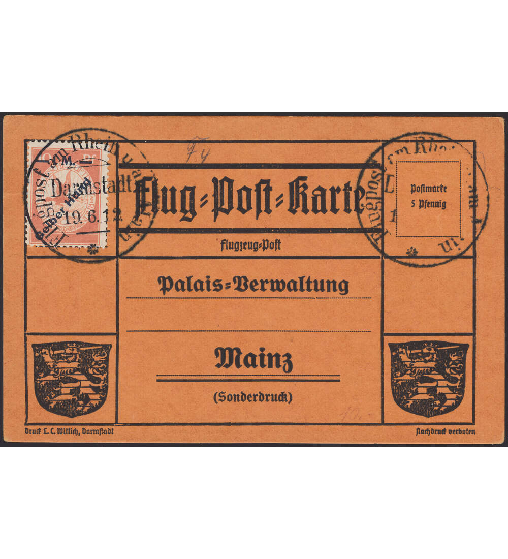 Deutsches Reich Flugpostmarke Nr. IV auf Flugpostkarte