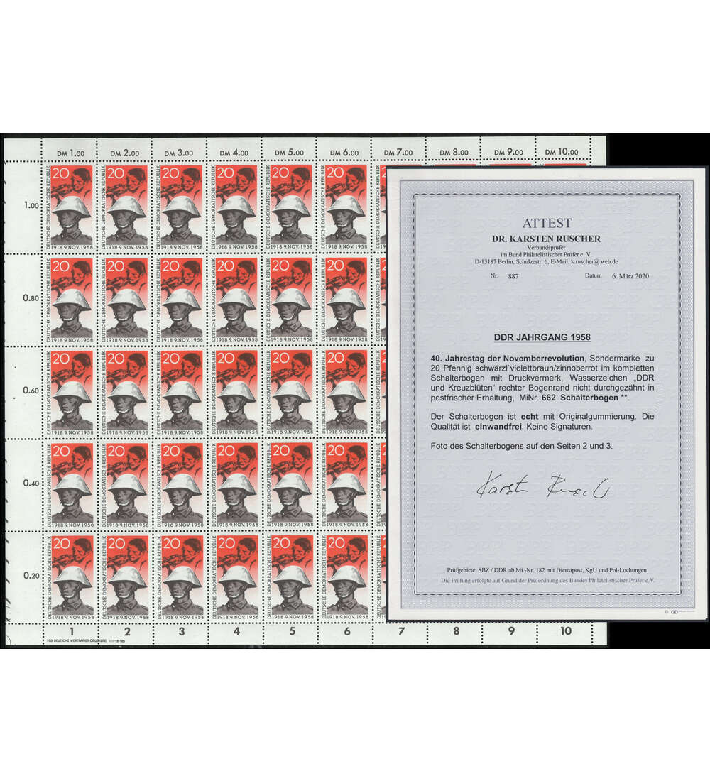 DDR Pappchinese Nr. 662 Originalbogen postfrisch