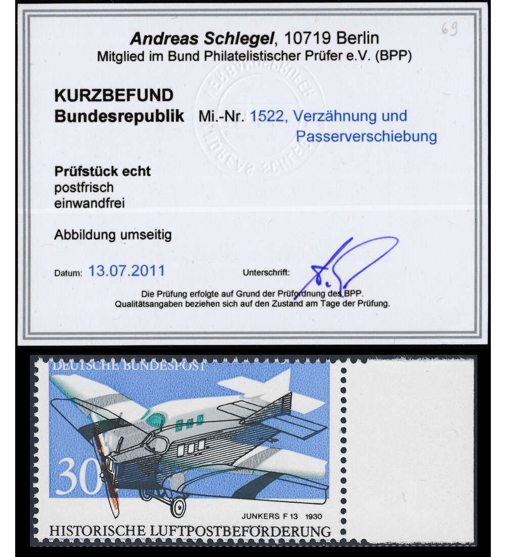 BRD Bund Nr. 1522 postfrisch ** Druckverschiebung