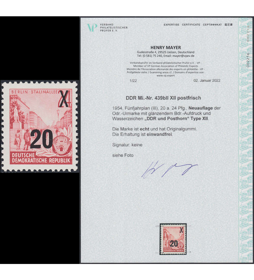 DDR Nr. 439 b II X II postfrisch **