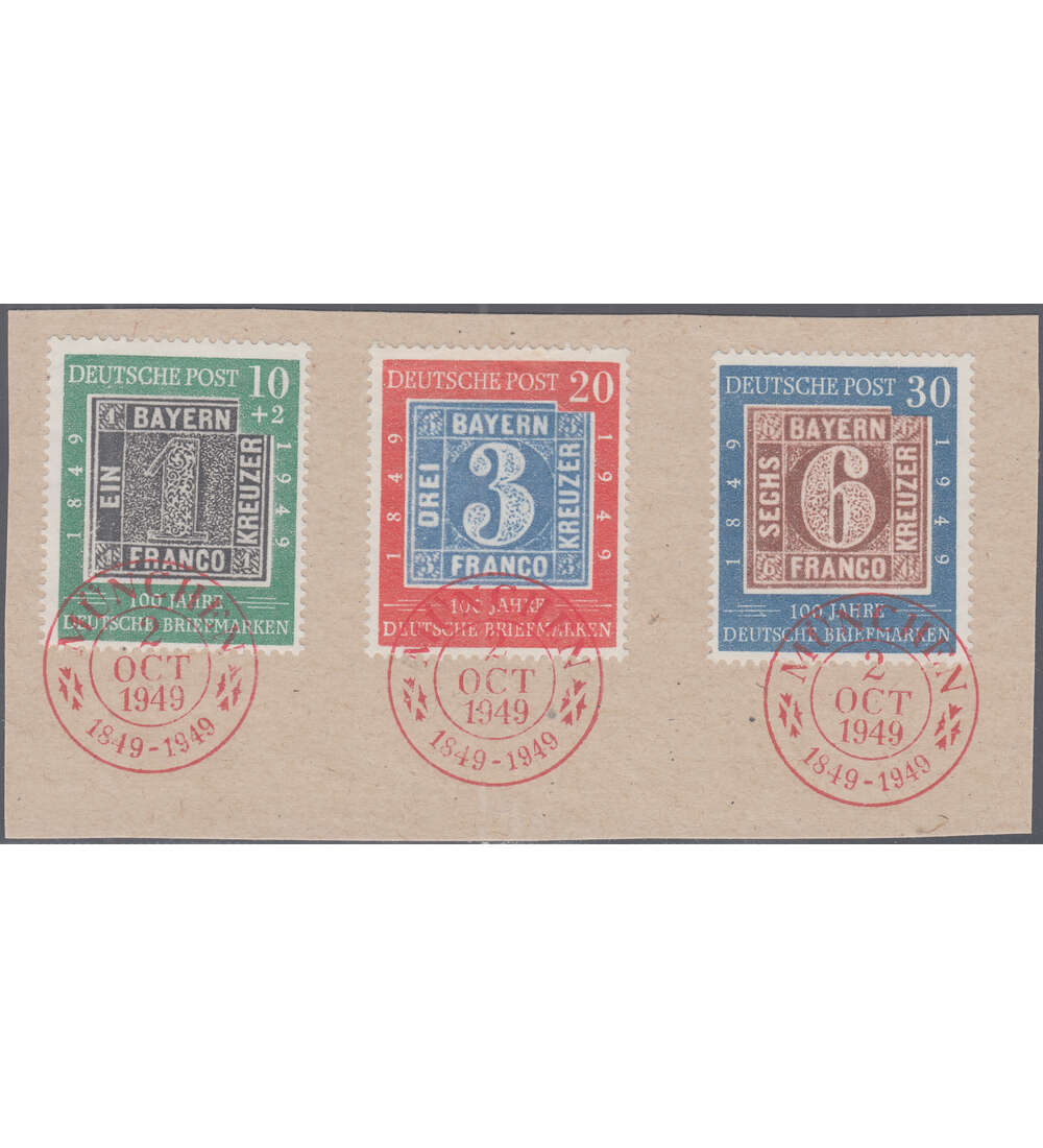 BRD Bun Nr. 113-115 rote Sonderstempel Briefausschnitt
