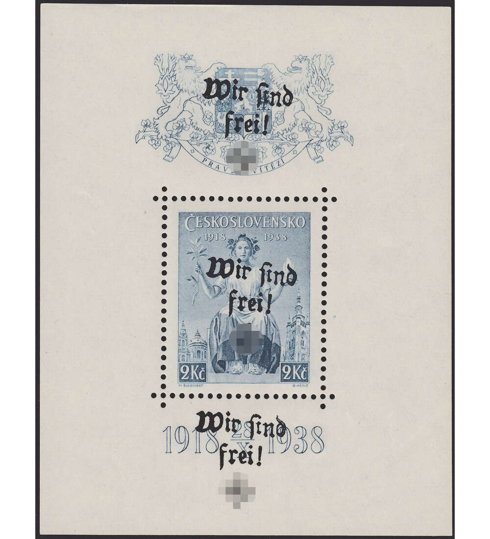 Dt. Reich - Befreiungsaufdruck CSSR Block 5 mit schwarzem Aufdruck Wir sind frei