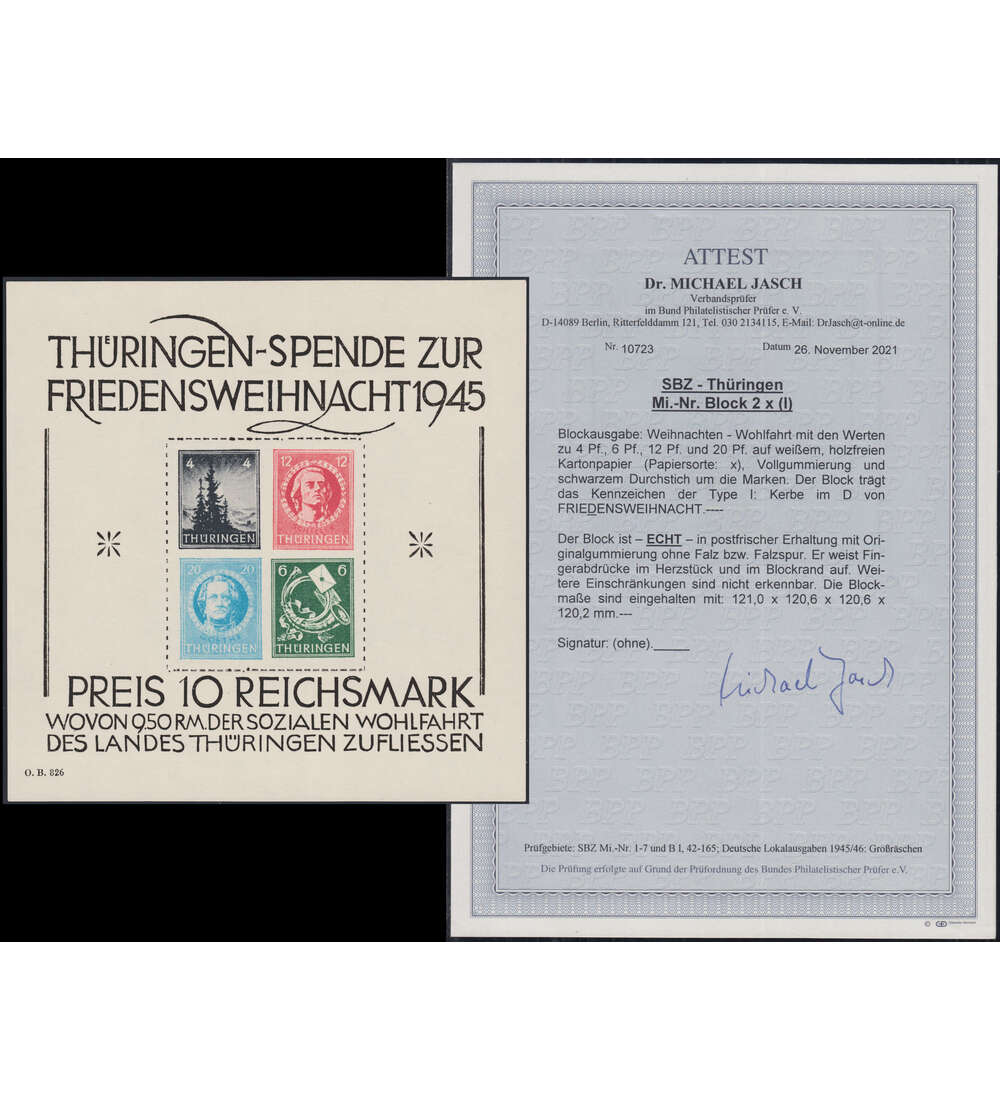 SBZ Block 2 x postfrisch mit Fotoattest