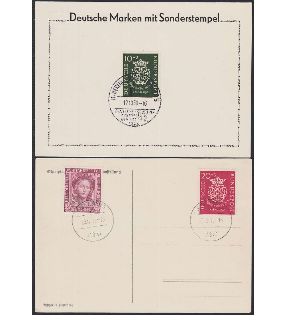 BRD Bund Bach-Siegel Nr. 121-122 auf 2 Sonderbelegen