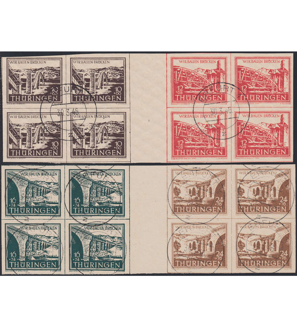 SBZ - Zwischenstege Nr.112-115 4er-Blocks gestempelt, gepr�ft, signiert