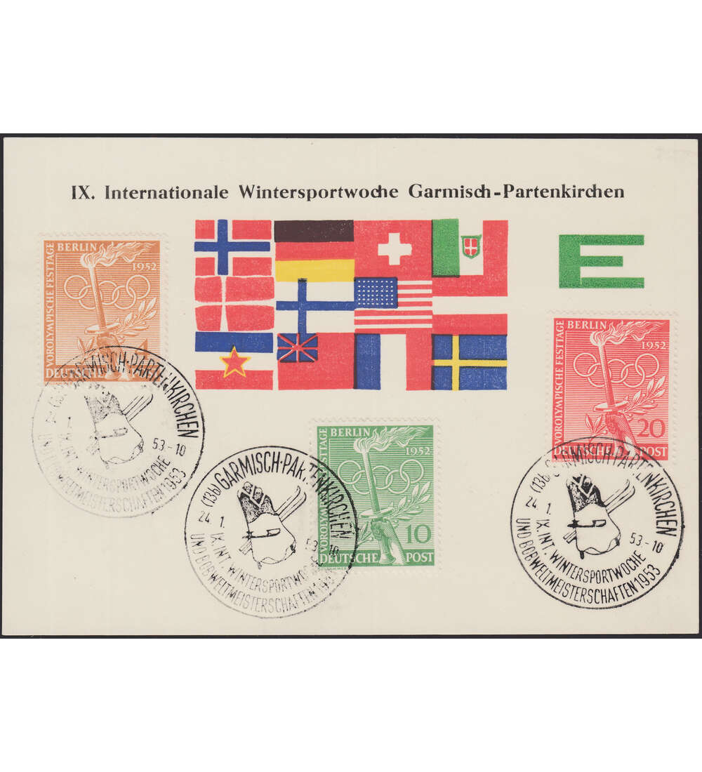 Berlin Olympiade Nr. 88-90 auf dekorativem Schmuckbeleg