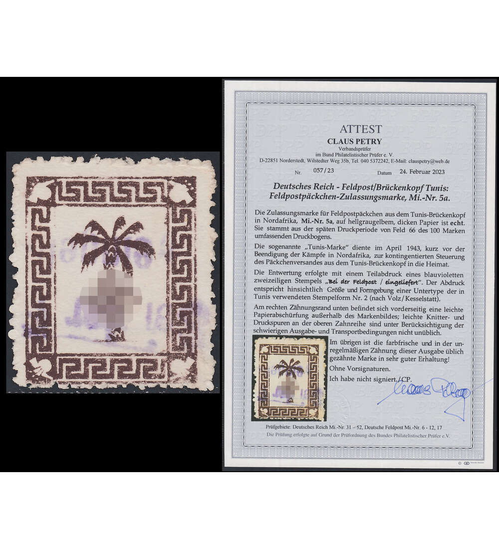Deutsches Reich - Feldpost Nr. 5 gestempelt mit Farbfotoattest