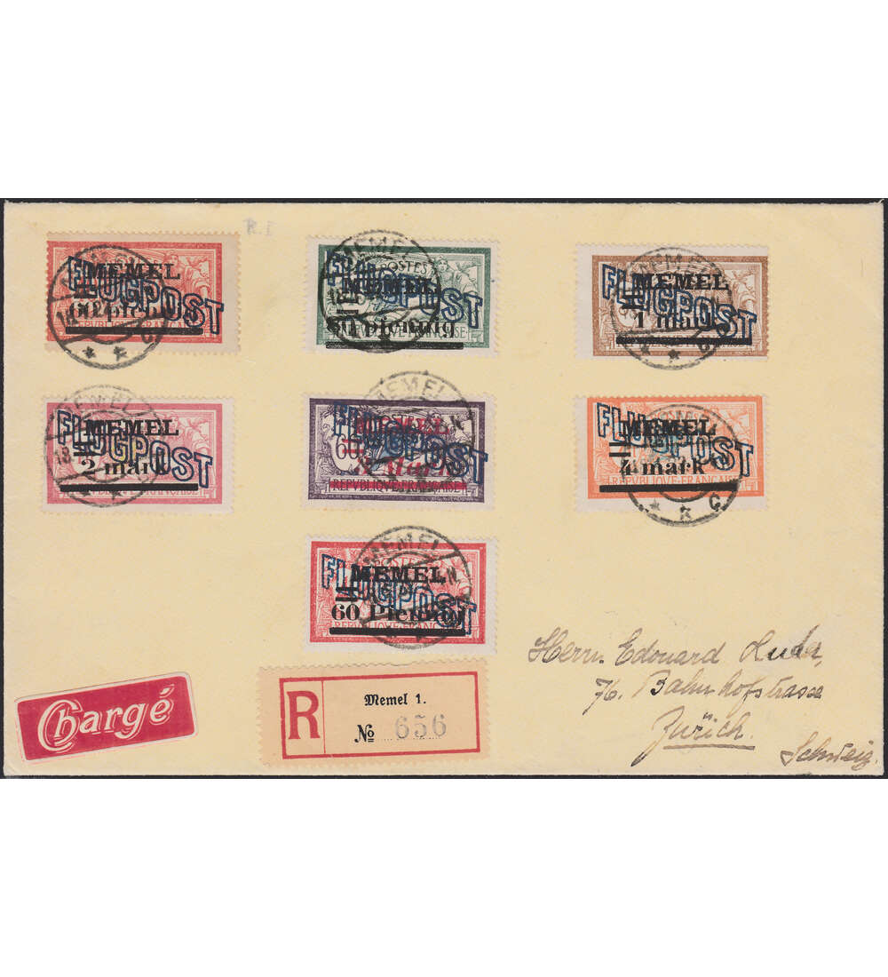 Memel Nr. 40-46 auf Einschreibebrief