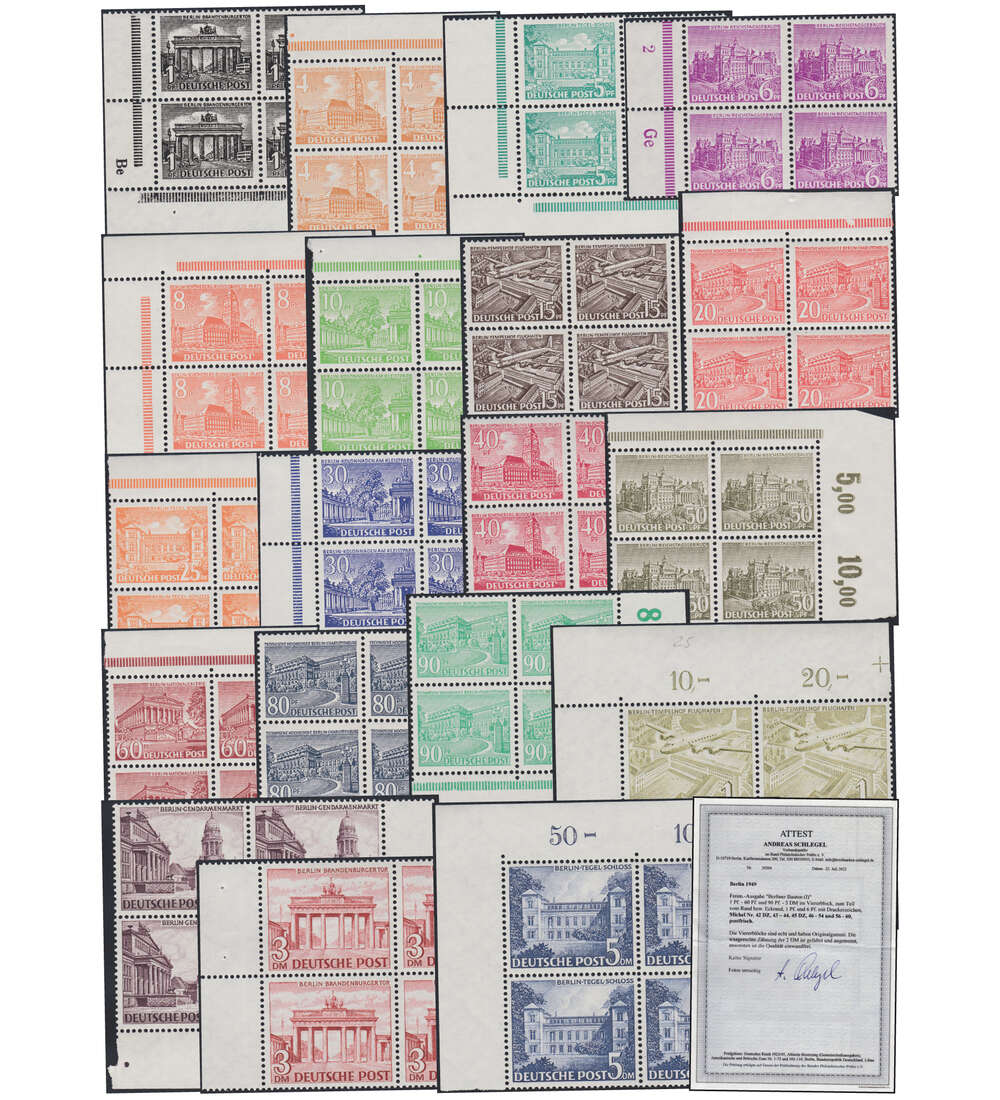 Berlin Nr. 42-60 in postfrischen Viererbl�cken