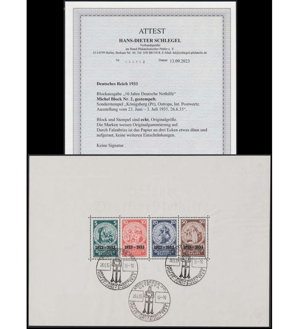 Deutsches Reich - Block 2 mit 3 Sonderstempeln