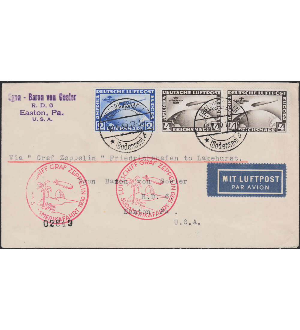 Deutsches Reich Sdamerika-Fahrt auf Flugbeleg