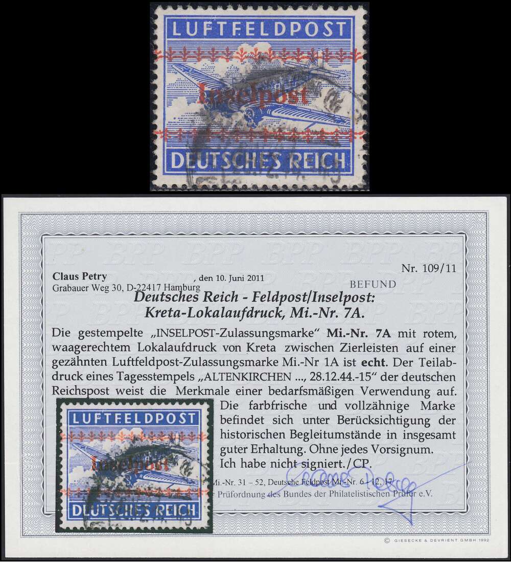 Deutsches Reich Nr. 7 A gestempelt mit Befund