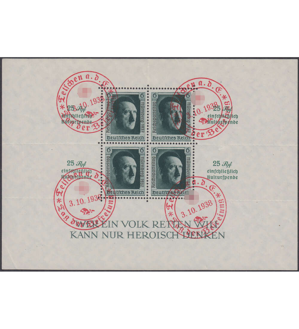 Deutsches Reich Block 11 postfrisch ** mit 4 roten Befreiungsstempeln
