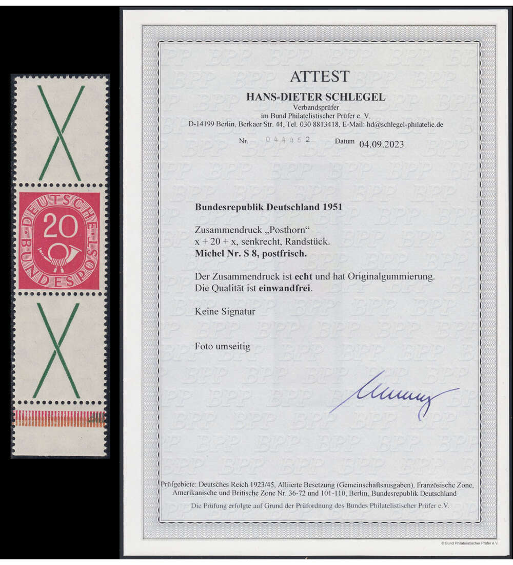 BRD Bund Zusammendruck S 8 postfrisch Bund (X+20+X)