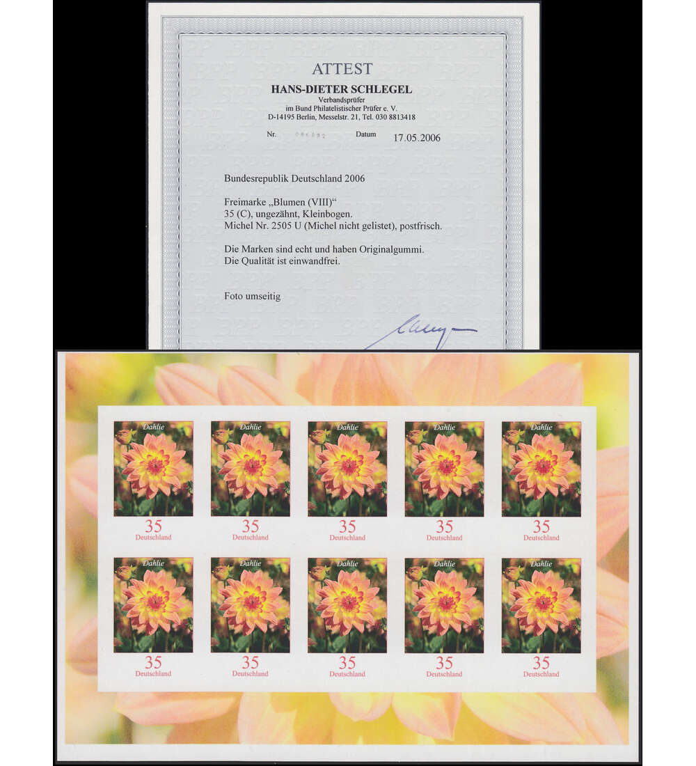 BRD Bund Nr. 2505 U postfrisch ** Ungez�hnter Kleinbogen