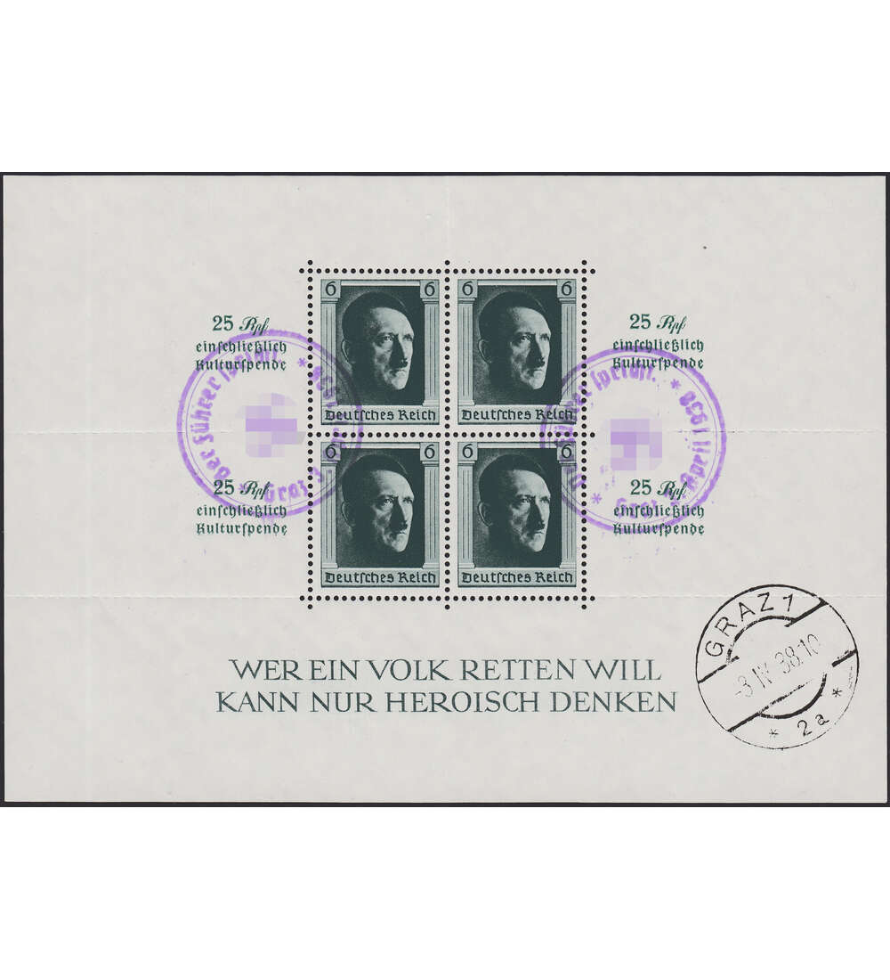 Deutsches Reich Block 9 mit blauem Handstempel