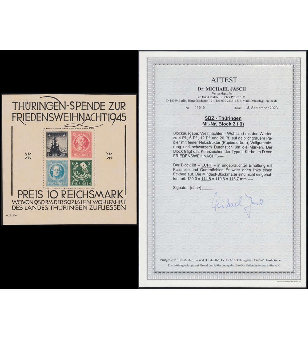 SBZ - Block 2 ungestempelt mit Attest