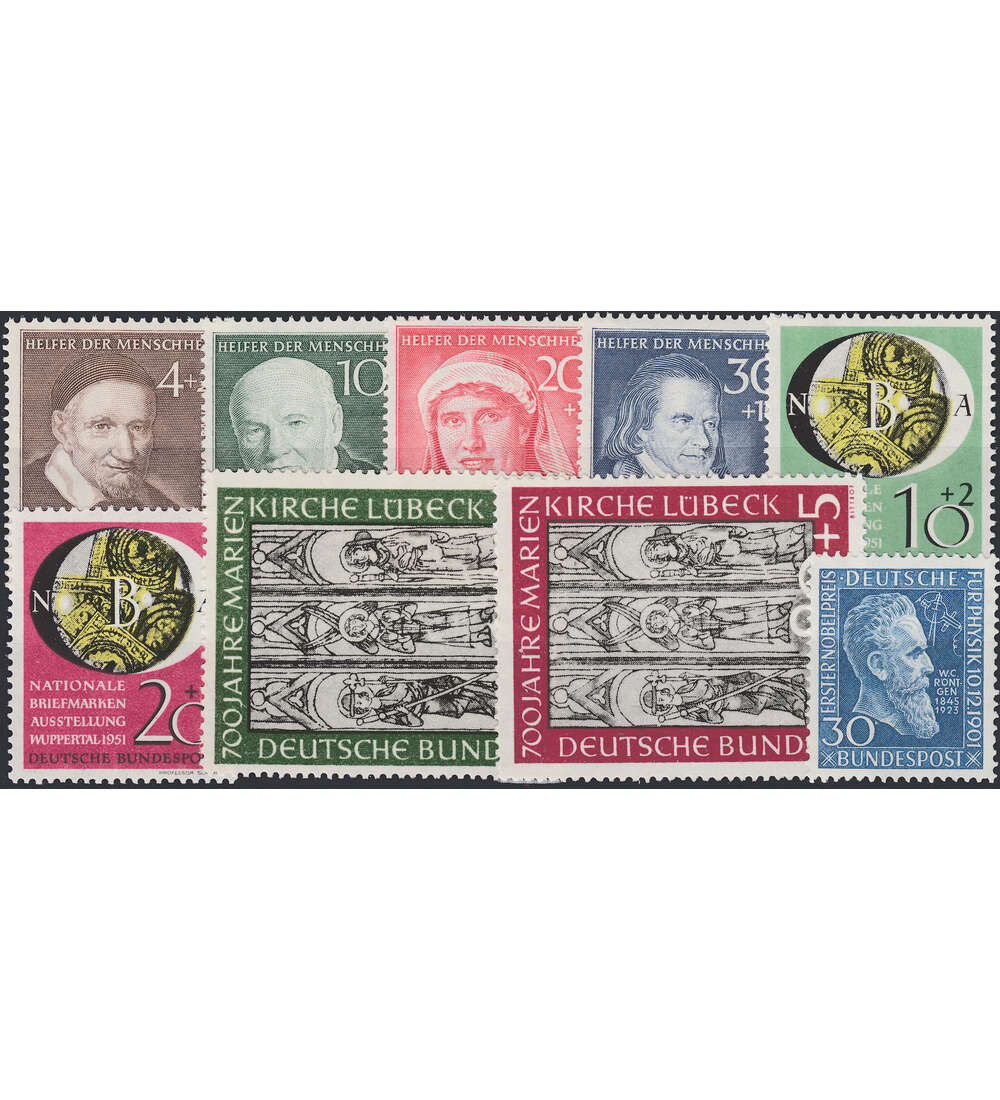 BRD Bund Jahrgang 1951 ohne Posthorn postfrisch** Nr. 139 - 147