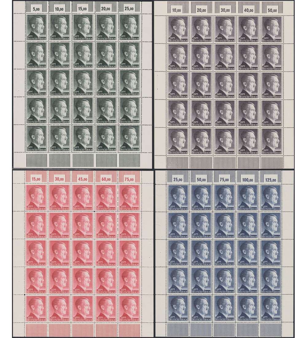 Dt. Reich Hitler-Markwerte Nr. 799-802 postfrisch im Luxuskleinbogen (1-5 Mark)
