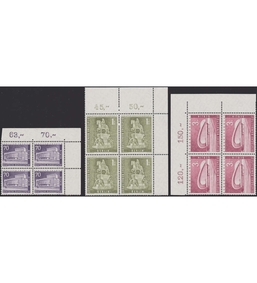 Berlin Stadtbilder 1956 Nr. 140-154 postfrisch Eckrand Viererblocks oben rechts