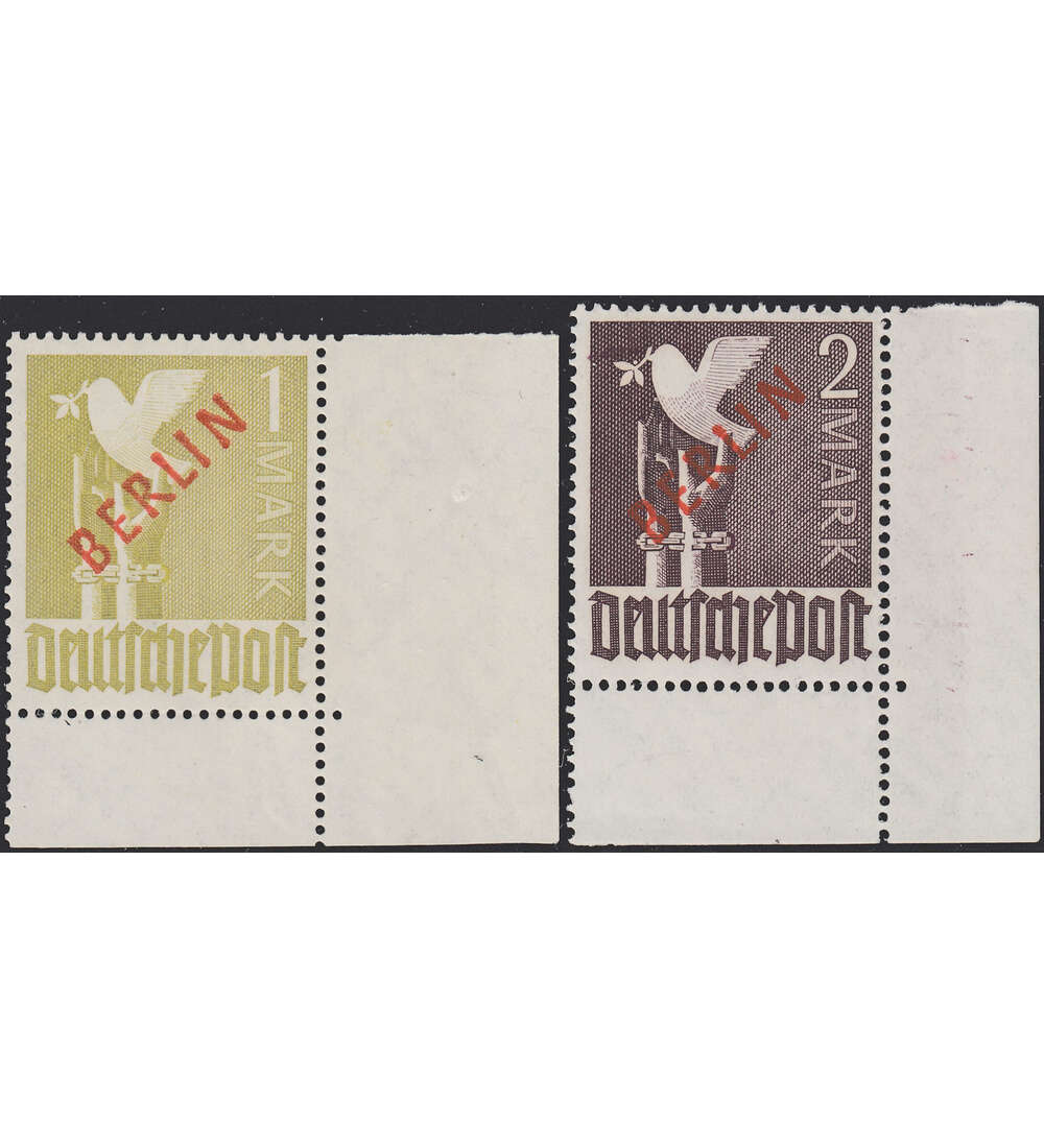 Berlin Rotaufdrucke Nr. 33-34 postfrisch aus der rechten unteren Bogenecke