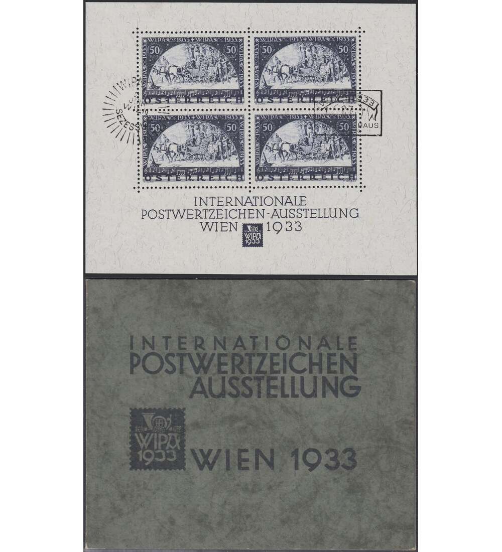 sterreich WIPA-Block Block 1 WIPA-Block 1933 gestempelt mit Farbfotoattest