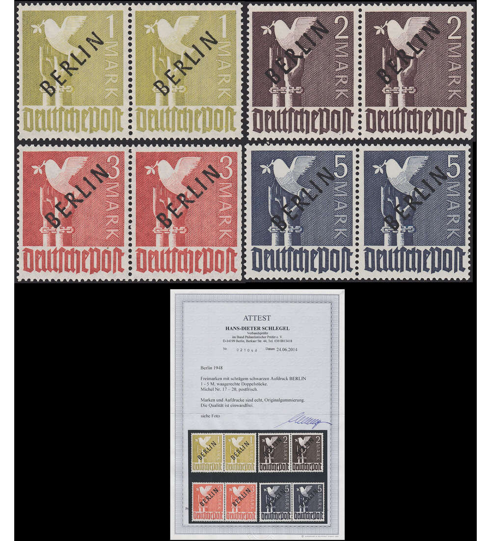 Berlin Schwarzaufdrucke Nr. 17-20 postfrisch in waagrechten Paaren mit FA