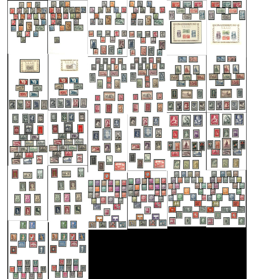 Saarland - Doppelkollektion von 1947 bis 1959 ohne Urdruck postfrisch und gestempelt