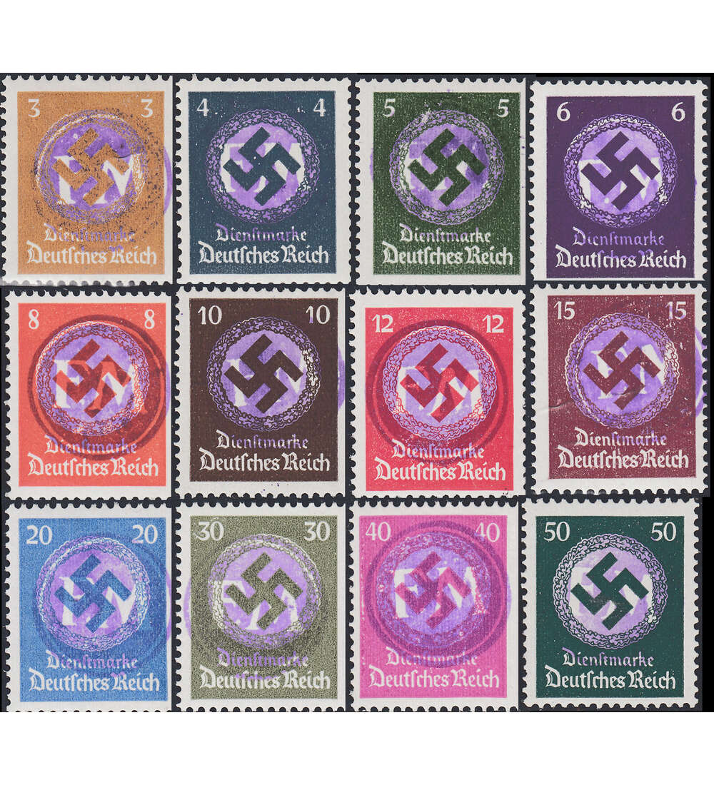 Lokalausgabe Fredersdorf Handstempel-Aufdruck Hakenkreuz (3 - 50 Pfennig)