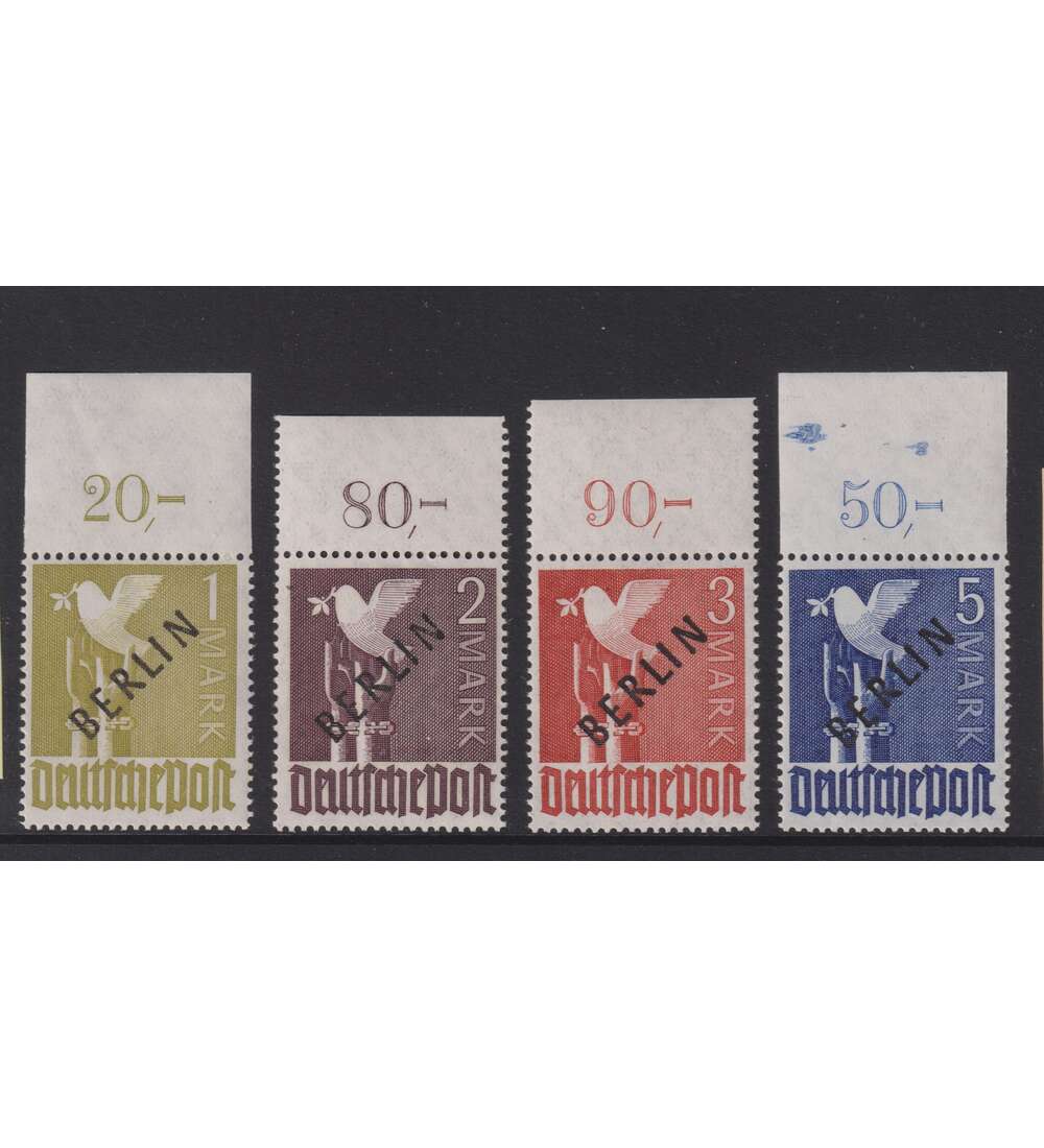 Berlin - Schwarzaufdrucke Nr. 17-20 postfrisch vom Oberrand gepr�ft und signiert