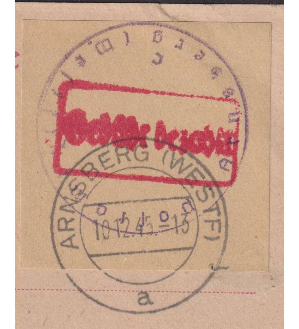 Lokalausgabe Arnsberg Ganzsachen-Ausschnitt PA 03a auf Postkarte