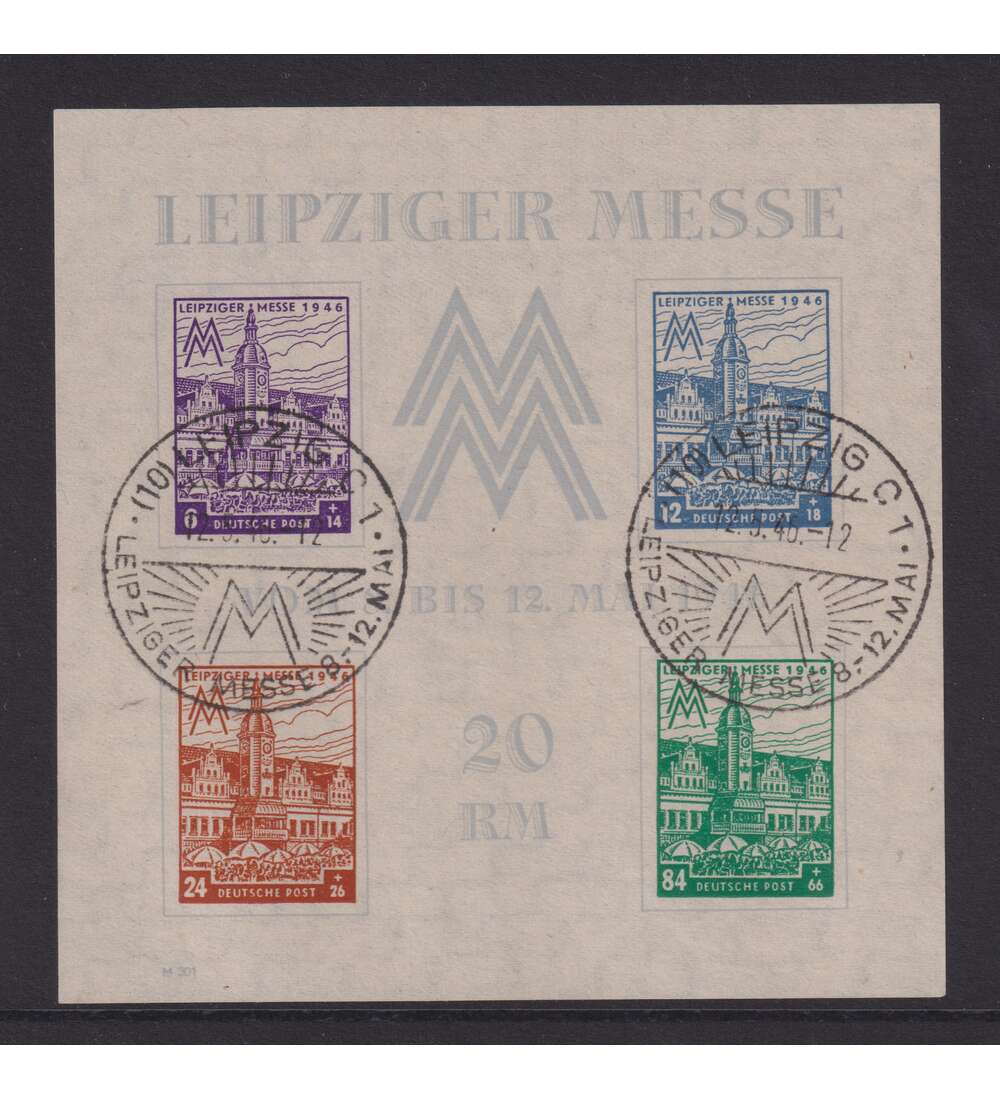 SBZ Messe-Blocks 1946 Nr. 5 X + Y mit Sonderstempel Leipziger Messe Bild 2