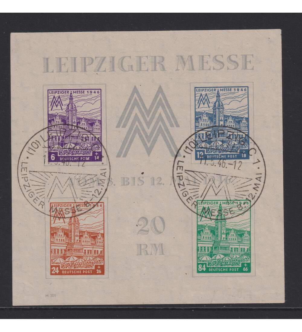 SBZ Messe-Blocks 1946 Nr. 5 X + Y mit Sonderstempel Leipziger Messe Bild 3