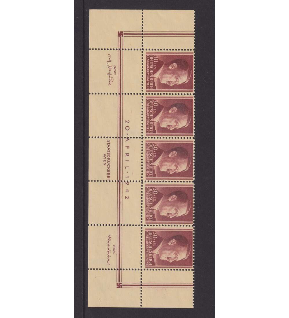 Generalgouvernement Hitler 42 Nr. 89-91 postfrisch, Fnfer- streifen vom Unterrand Bild 2