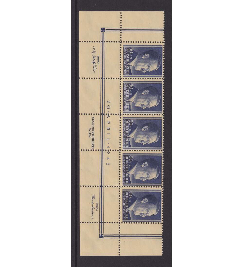 Generalgouvernement Hitler 42 Nr. 89-91 postfrisch, Fnfer- streifen vom Unterrand Bild 3