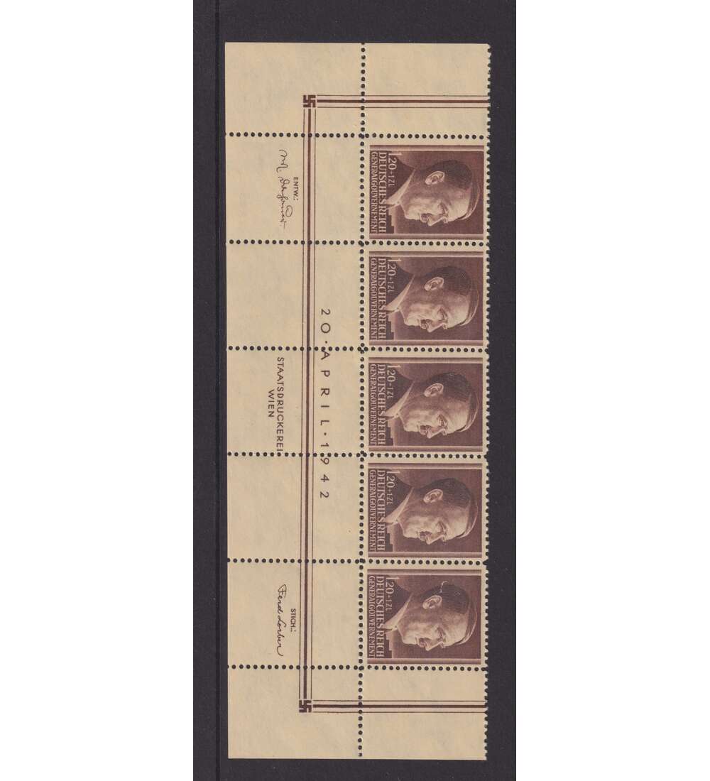 Generalgouvernement Hitler 42 Nr. 89-91 postfrisch, Fnfer- streifen vom Unterrand Bild 4