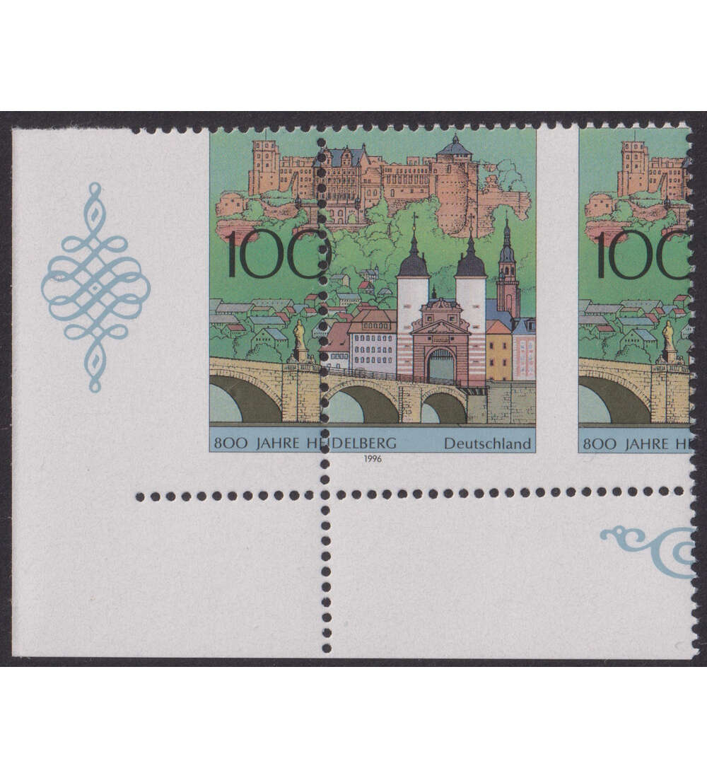 BRD - Verzhnung Nr. 1868 postfrisch aus Bogenecke links 800 Jahre Heidelberg