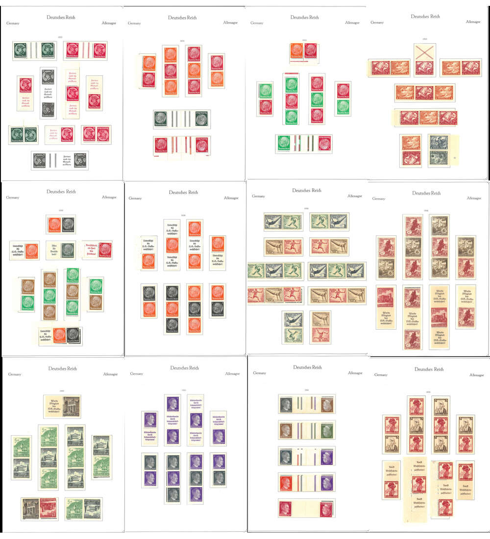 Dt. Reich - Zusammendrucke postfrische Sammlung fast komplett von 1933 bis 1945