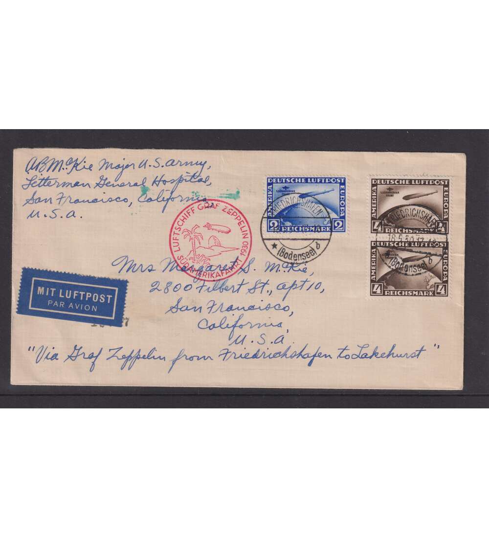 Dt. Reich Sdamerikafahrt Nr. 438 als Einzelfrankatur u. Nr. 439 als senkrechtes Paar