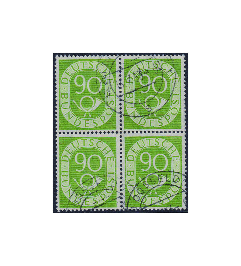 BRD Posthorn-Viererblock Nr. 138 gestempelt im Vierer- block 90 Pfennig-Wert