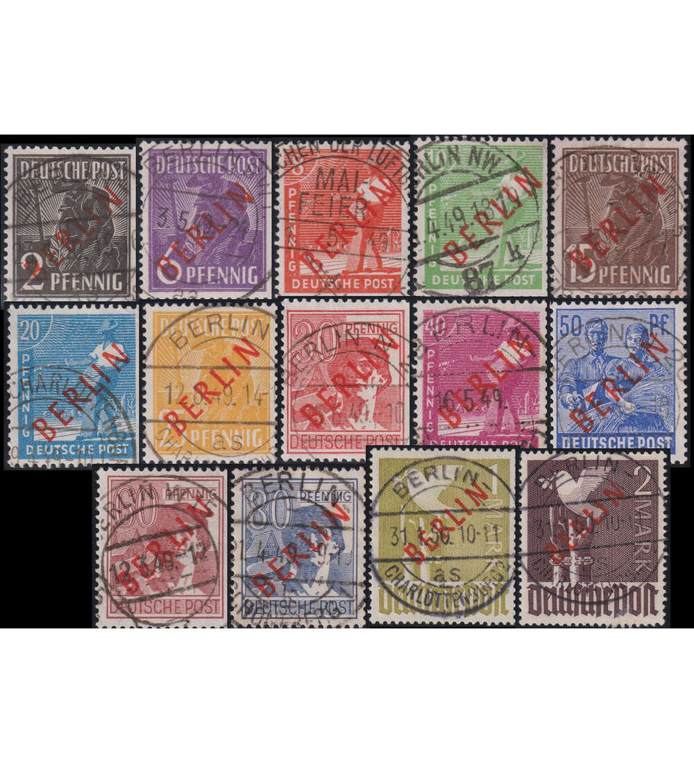 Berlin Rotaufdruck Nr. 21-34 gestempelt, gepr�ft und signiert