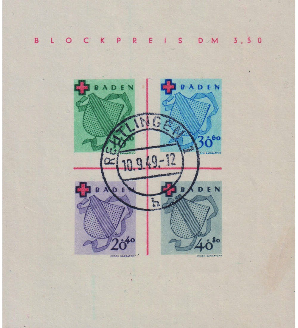 Baden Rot-Kreuz-Block Block 2 gestempelt, gepr�ft und signiert