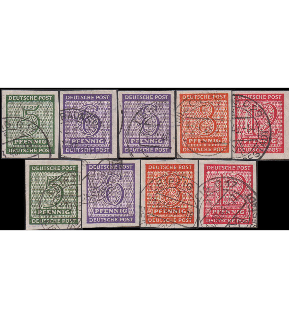 SBZ Ziffern 1945 Nr. 116-119 X + Y gestempelt Y Werte gepr�ft und signiert