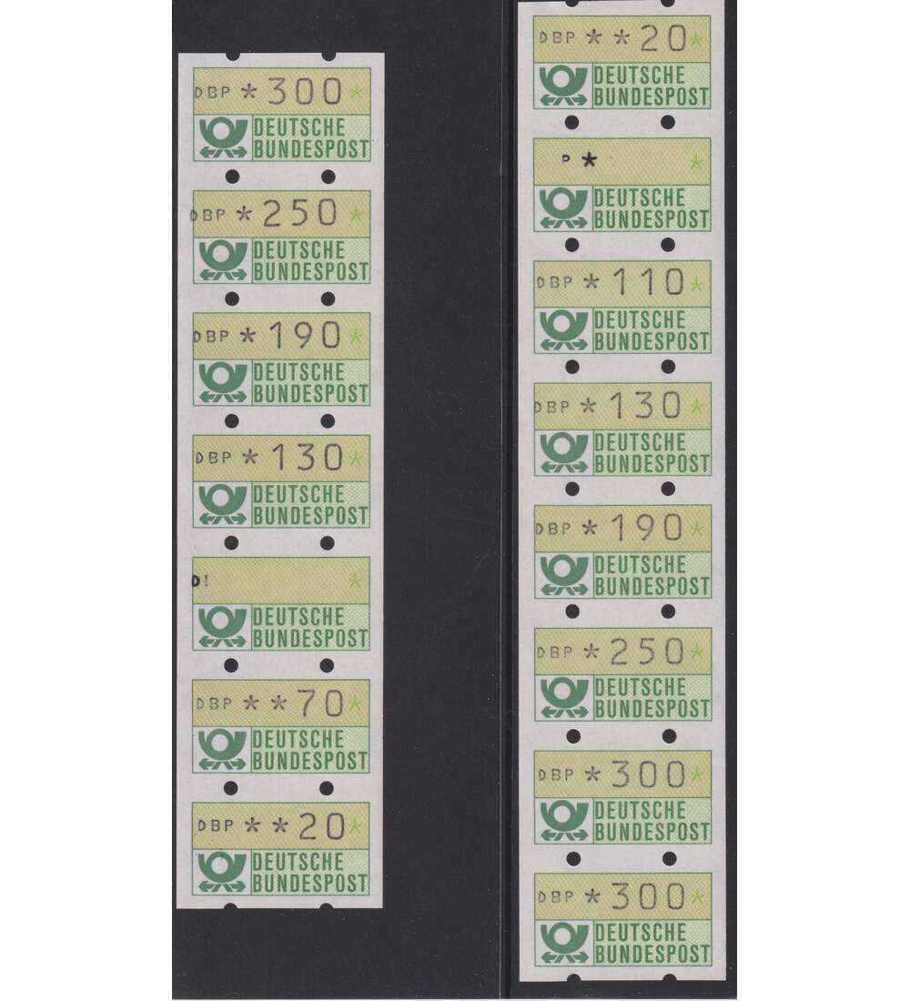 BRD - ATM - Streifen 2 zusammenh�ngende Streifen m. Werteindrucken und D , P*
