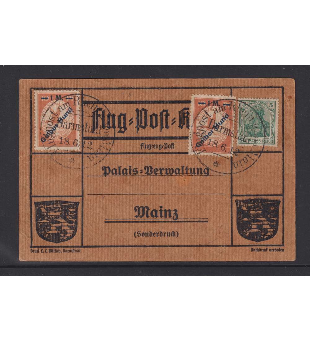 Dt. Reich Roter Hund 2x Nr. IV gelber Hund und Zusatzfrankatur Germania