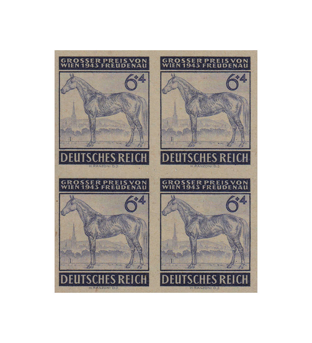 Deutsches Reich ungezhnt Nr. 857 P ungestempelter Viererblock
