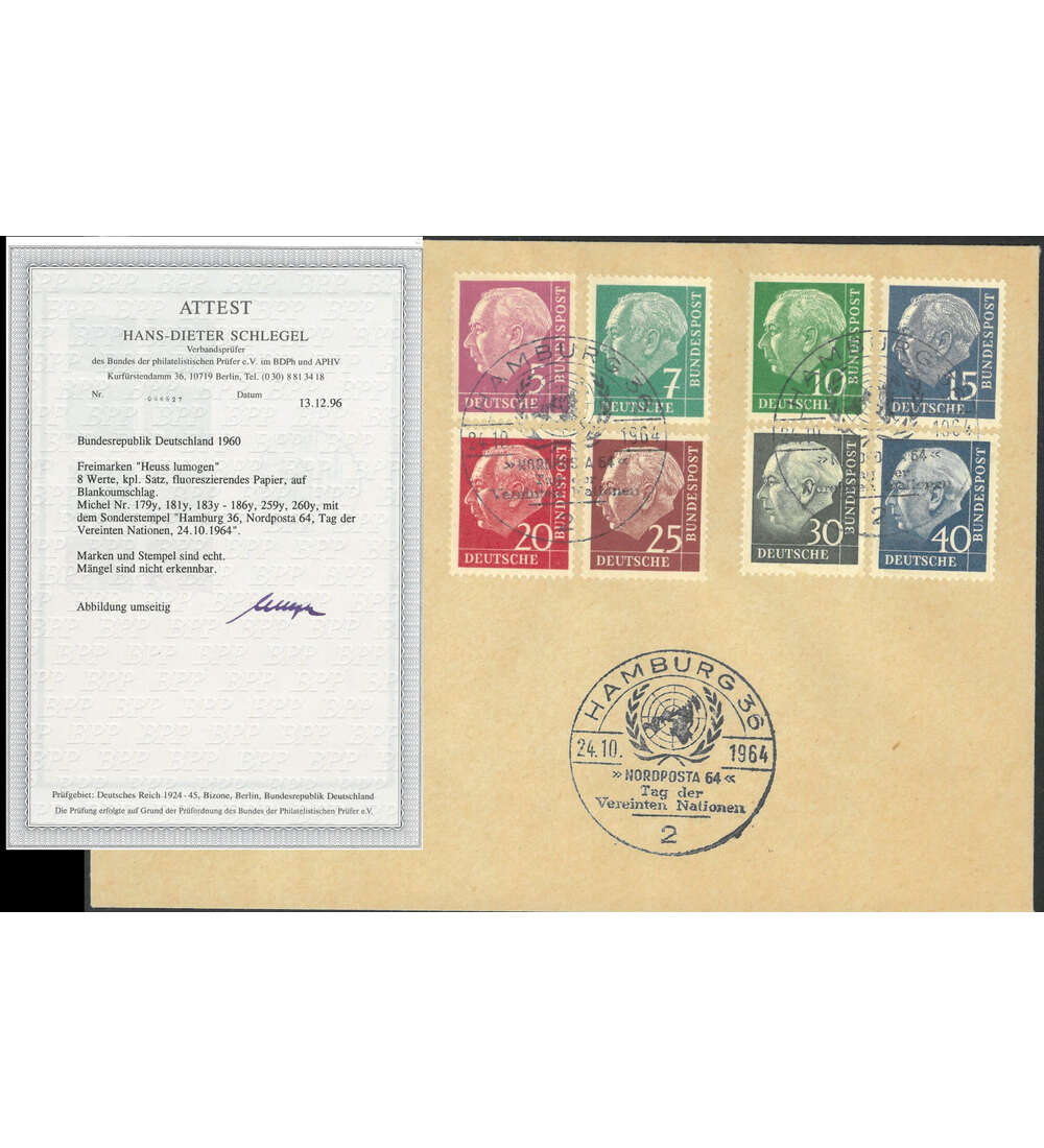 BRD Heuss Lumogen ex Nr. 179 y - 260 y auf Stempelvorlage