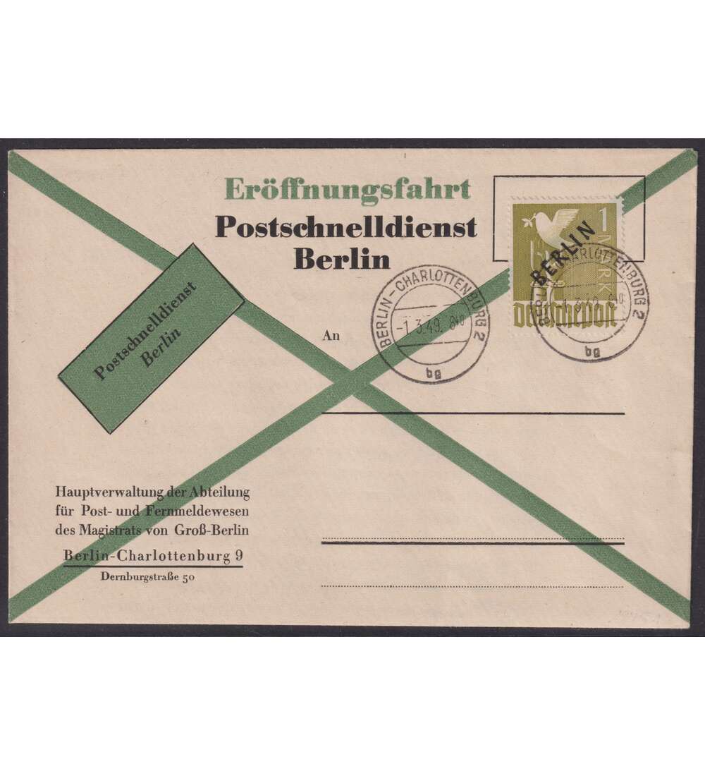 Berlin Schwarzaufdruck Nr. 17 als FDC